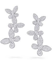 Graff - White Gold And Diamond Triple Pavé Butterfly Drop Earrings - Lyst