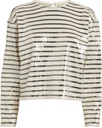 FRAME - Sequin-embellished Striped T-shirt - Lyst