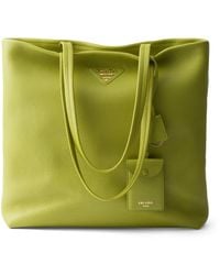Prada - Large Leather Tote Bag - Lyst