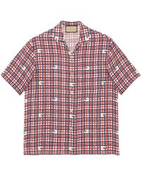 Gucci - Linen Square G Tartan Shirt - Lyst