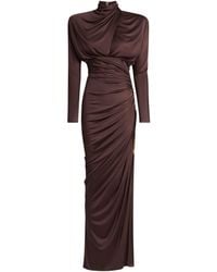 Balmain - Draped Long-Sleeve Maxi Dress - Lyst