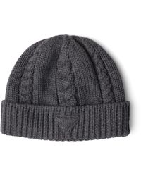 Prada - Virgin Wool Triangle Beanie - Lyst