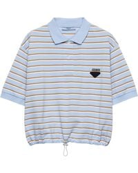 Prada - Stripe Cropped Polo Shirt - Lyst