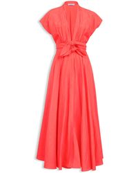 Alaïa - Linen-Blend Knot Midi Dress - Lyst