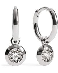 Monica Vinader - Sterling And Diamond Round Huggie Earrings - Lyst