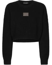 Dolce & Gabbana - Wool-Cashmere Cropped Sweater - Lyst