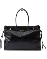 Prada - Large Leather Bonnie Top-Handle Bag - Lyst
