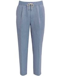 Jacob Cohen - Linen Drawstring Straight Trousers - Lyst