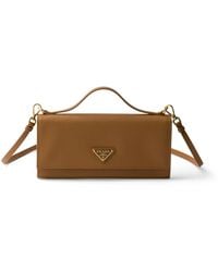 Prada - Saffiano Leather Wallet With Shoulder Strap - Lyst