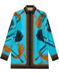 Gucci - Silk Equestrian Print Shirt - Lyst