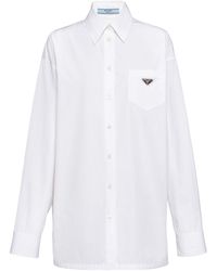 Prada - Cotton Poplin Logo Shirt - Lyst
