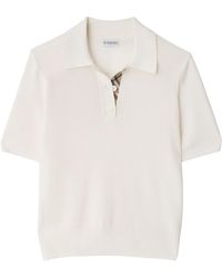 Burberry - Wool Check-Trim Polo Shirt - Lyst
