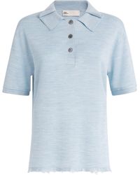 Tory Burch - Silk-Blend Distressed Polo Shirt - Lyst