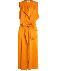 Victoria Beckham - Satin Trench Coat Wrap Dress - Lyst