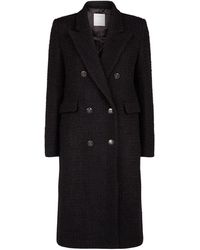 Sandro Double-breasted Tweed Coat - Black