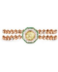 BeeGoddess - Diamond, Peridot And Emerald Honeycomb Bracelet - Lyst