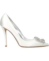 Roger Vivier - Satin Flower Strass Buckle Pumps 100 - Lyst
