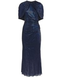 Self-Portrait - Rhinestone Cape-Sleeve Midi Dress - Lyst