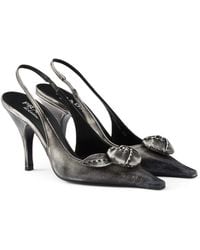 Prada - Leather Bow-Detail Slingback Pumps 90 - Lyst