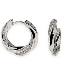 Astrid & Miyu - Rhodium-Plated Embellished Cosmic Twist Huggies - Lyst