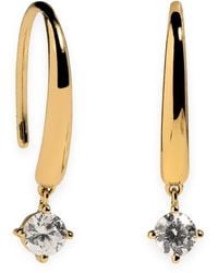 Astrid & Miyu - Plated Sterling Crystal Charm Hook Hoop Earrings - Lyst