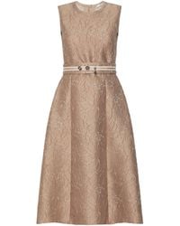 Max Mara - Floral Jacquard Belted Midi Dress - Lyst
