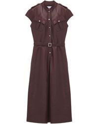 McQueen - Leather Uniform Midi Dress - Lyst