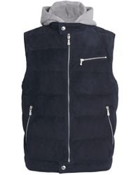 Eleventy - Down-Filled Suede Gilet - Lyst