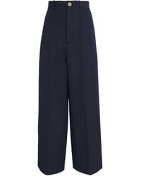 Sandro - Cotton-Blend Wide-Leg Trousers - Lyst