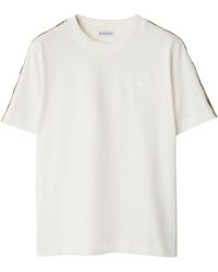 Burberry - Cotton Stripe-Trim Ekd T-Shirt - Lyst