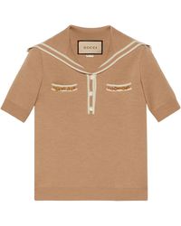 Gucci - Wool Polo Shirt With Horsebit - Lyst