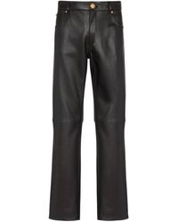 Balmain - Leather Straight Trousers - Lyst