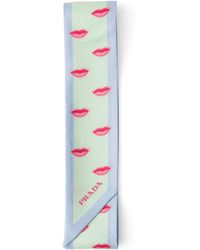 Prada - Silk Lips Print Skinny Scarf - Lyst