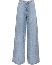 Self-Portrait - Croc-Effect Wide-Leg Jeans - Lyst