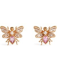 BeeGoddess - Rose Gold, Diamond And Pink Sapphire Honey Bee Earrings - Lyst