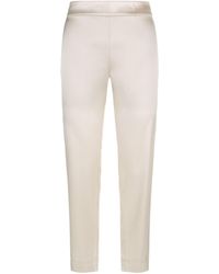 Womens Clothing Trousers Natural Slacks and Chinos Skinny trousers St John Emma Satin Trousers in Beige 