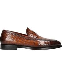Santoni - Crocodile Leather Carlos Penny Loafers - Lyst