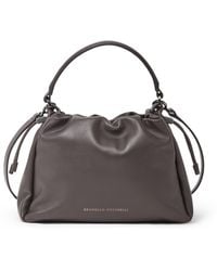 Brunello Cucinelli - Small Leather Mellow Bucket Bag - Lyst