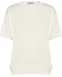 Prada - Silk Crew-Neck T-Shirt - Lyst