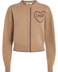 Chloé - Wool-Cashmere Heart Logo Cardigan - Lyst