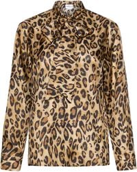 Marella - Silk Leopard Print Pussybow Blouse - Lyst