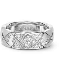 Chanel - Small White Gold And Diamond Coco Crush Ring - Lyst