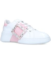 Roger Vivier - Leather Embellished Viv Skate Sneakers - Lyst