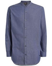 Emporio Armani - Cotton Collarless Shirt - Lyst
