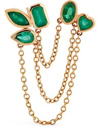 SHAY - Yellow Gold And Emerald Duo Chain Link Single Stud Earring - Lyst