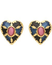 Saint Laurent - Enamel Heart Clip-On Earrings - Lyst