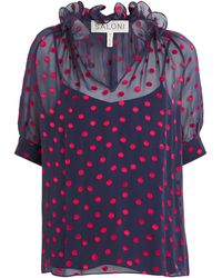 Saloni - Silk-Blend Devoré Polka Dot Josie Blouse - Lyst