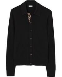 Burberry - Wool Check-Trim Cardigan - Lyst