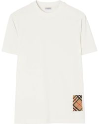 Burberry - Cotton Check-Patch T-Shirt - Lyst