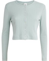 Leset - Cotton Pointelle Lounge Cardigan - Lyst